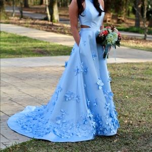 Sherri Hill Blue Prom Dress 51116 Sz 4 Worn Once